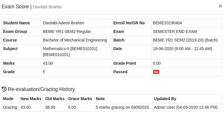 Automated Re-Evaluation & Gracing