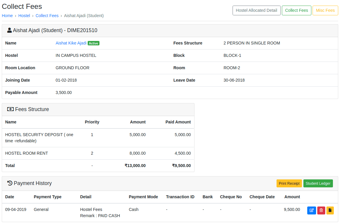 Hostel Fees Management with Zero Errors Ensured